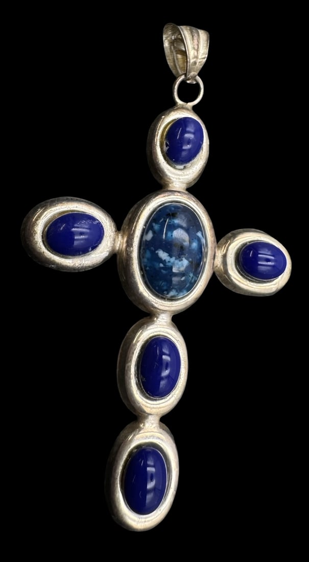 Stunning Vintage Sterling Silver & Blue Gemstone Pendant (1 of 4)