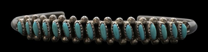 Beautiful Vintage Native American 800 Silver & Turquoise Cuff Bracelet