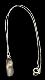 Charming Vintage Dutch Sterling Silver Traditional Dutch Shoe Pendant Necklace