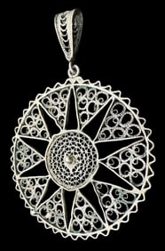Beautiful Antique European 800 Silver Filigree Pendant