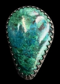 Beautiful Large Vintage Sterling Silver & Eilat Stone Teardrop Shaped Pendant Brooch