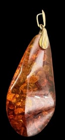 Beautiful Vintage European Gilt 835 Silver & Amber Pendant