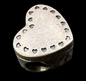 Vintage PANDORA Sterling Silver & Clear Gemstone Heart Slider Pendant - Opens!
