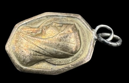 Vintage Gilt European 800 Silver Religious Virgin Mary Pendant Charm
