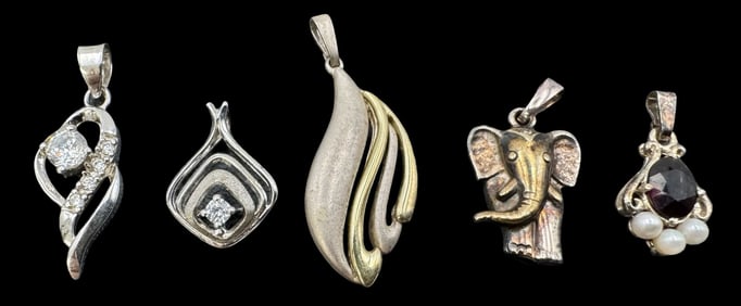 Lot of 5 Charming Vintage Sterling Silver Pendant Charms