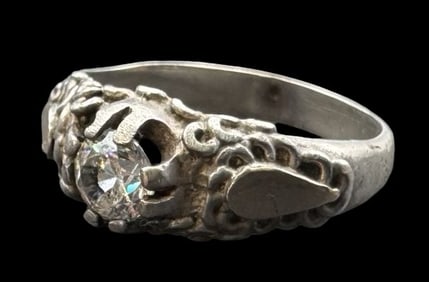 Stylish Vintage European 800 Silver & Gemstone Ring