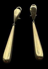 Beautiful Vintage Gilt Sterling Silver Teardrop Dangle Earrings