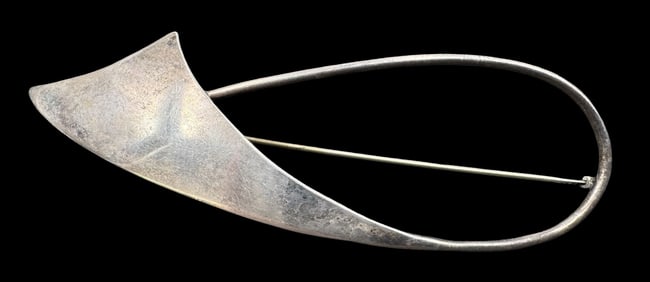 Large Vintage Mid-Century Sterling Silver Brooch