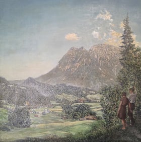 HANS SANDREUTER (Swiss, 1850-1901) Realist Oil on Canvas Landscape Painting