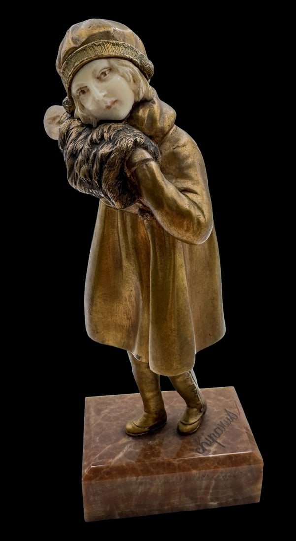 Vintage Art Deco DEMETRE CHIPARUS Chryselephantine "L’Hiver" Sculpture (1 of 8)