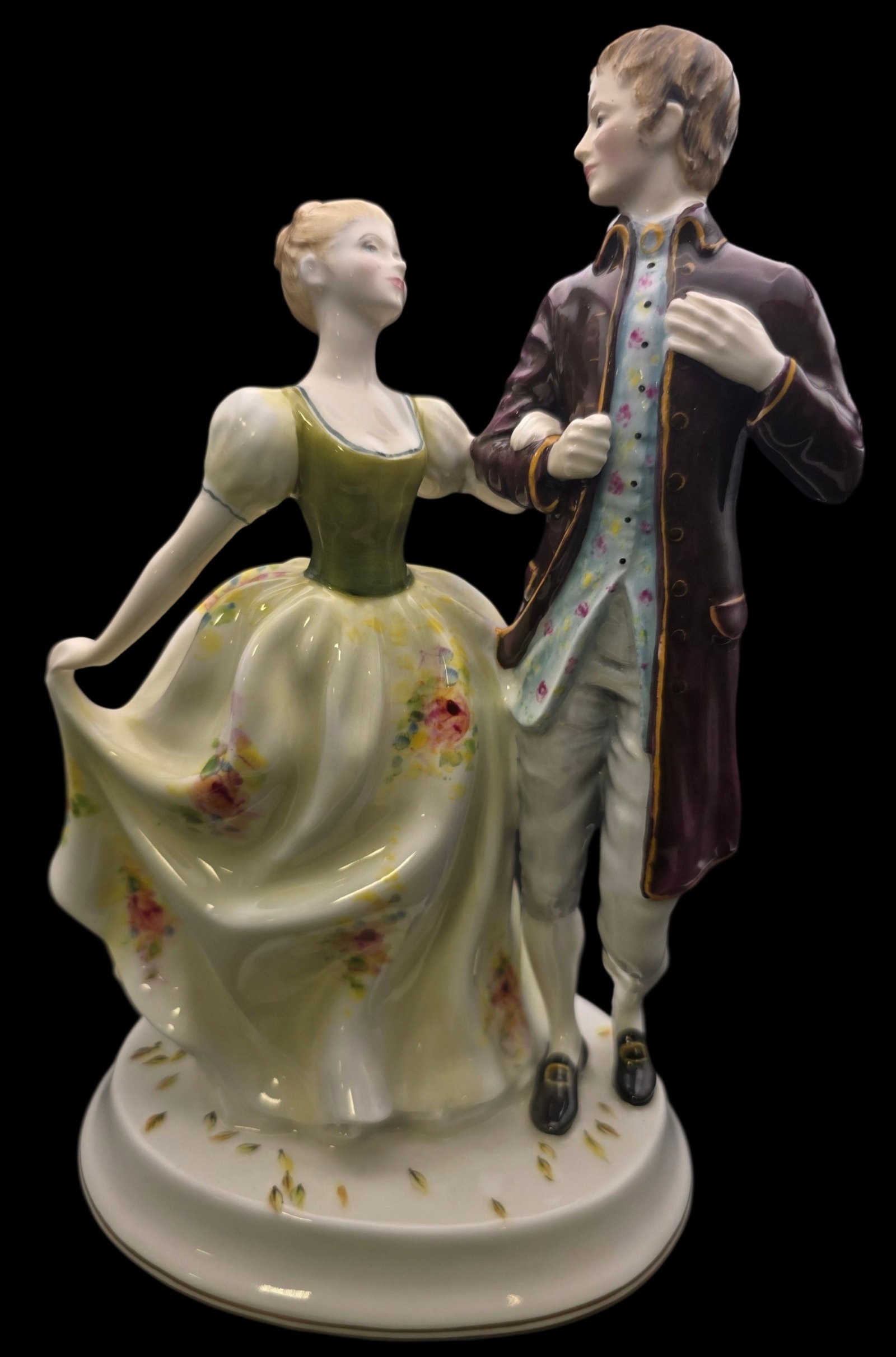 Vintage ROYAL DOULTON "Young Love" Porcelain Figurine: Beautiful piece in very good vintage condition; no chips, cracks, or repairs. Measures approx. 10" high x 4 1/2" wide. Marked on the bottom.