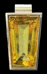 Large Vintage Sterling Silver & Citrine Studio Pendant