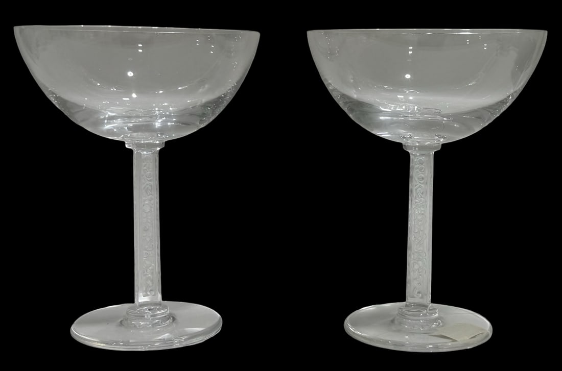 Set of 2 Vintage BACCARAT "PHALSBOURG" Crystal Champagne Glasses /w Original Boxes (1 of 2)