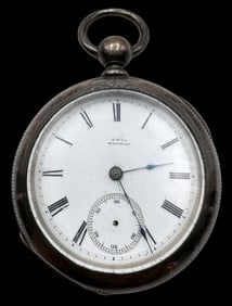 Large & Heavy Antique WALTHAM USA Coin Silver Open Face Pocket Watch
