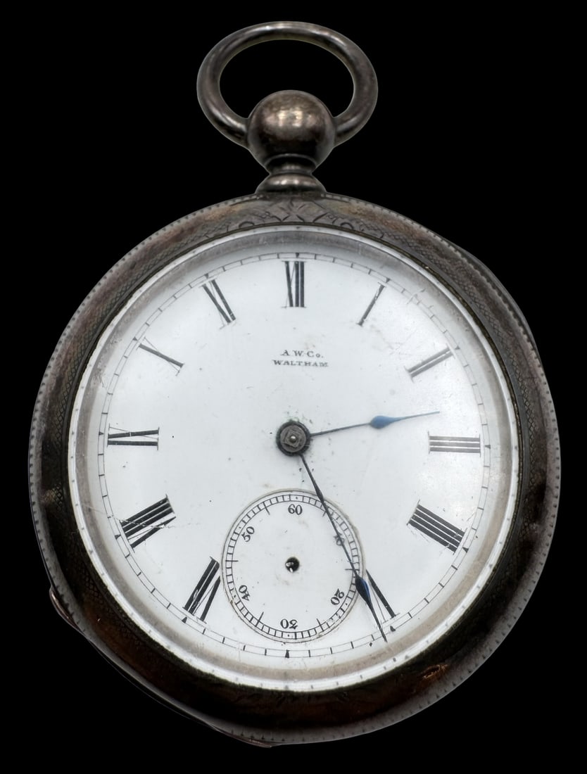 Large & Heavy Antique WALTHAM USA Coin Silver Open Face Pocket Watch (1 of 11)