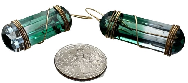 Very Unusual Vintage 14K Gold & Bicolor Gemstone Earrings