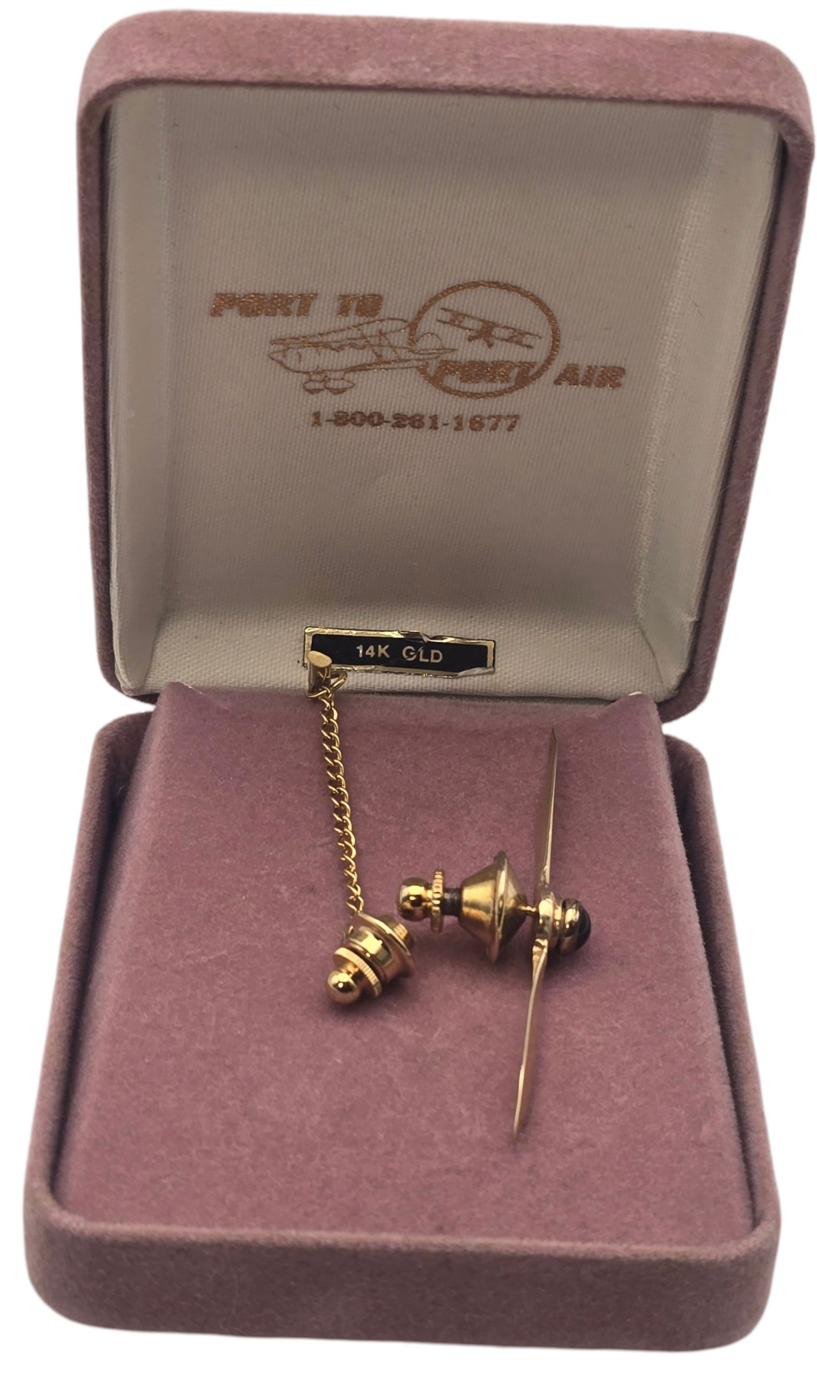 Vintage PORT-TO-PORT 14K Yellow Gold Aircraft Propeller Tie Tack (1 of 7)