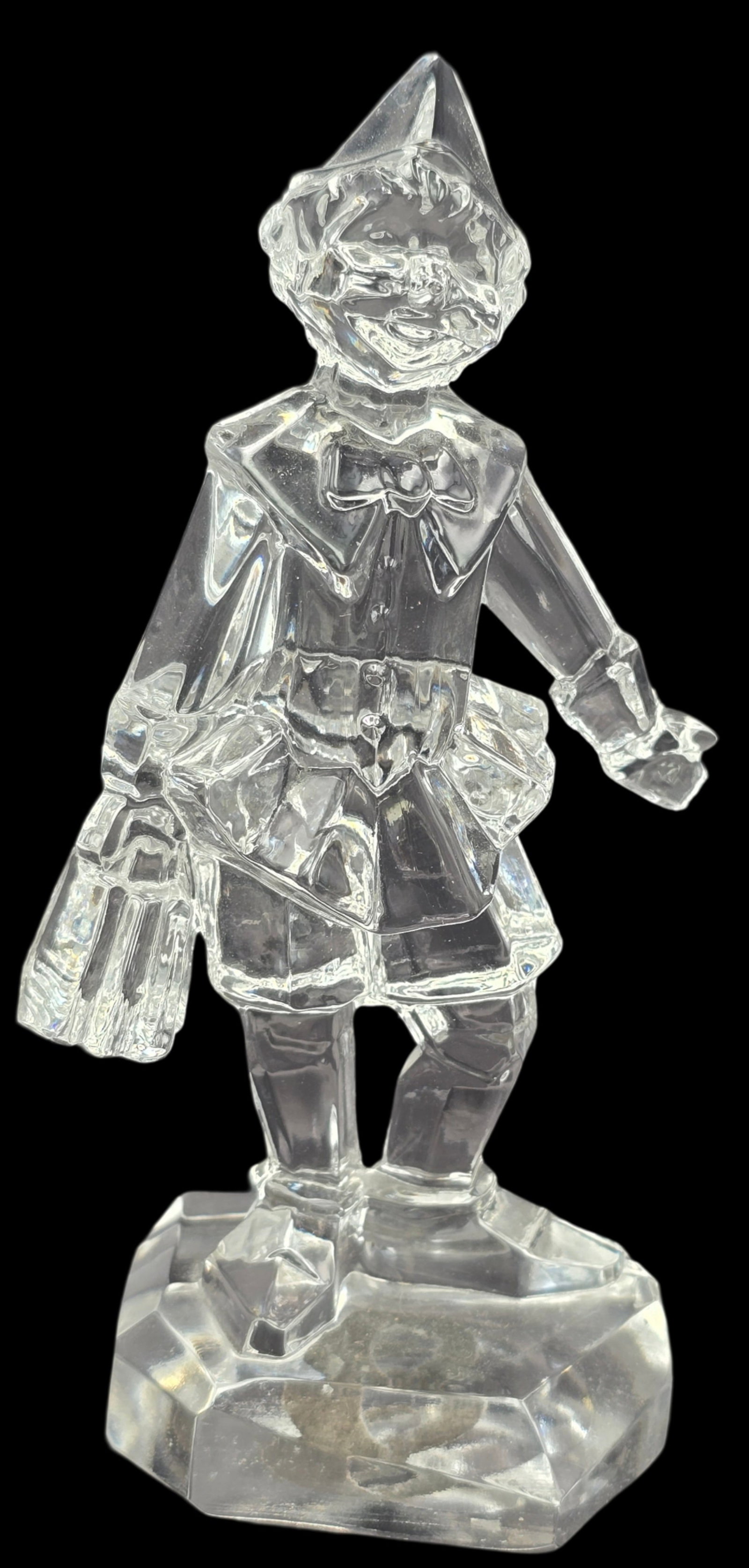 Vintage Art Deco BEYER Clear Crystal Clown /w Briefcase Figurine: Beautiful piece. Very good vintage condition; no chips, cracks or repairs. Measures approx 6 1/2" high.