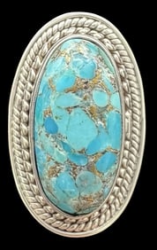 Vintage Native American Navajo Sterling Silver & Turquoise Men's Ring