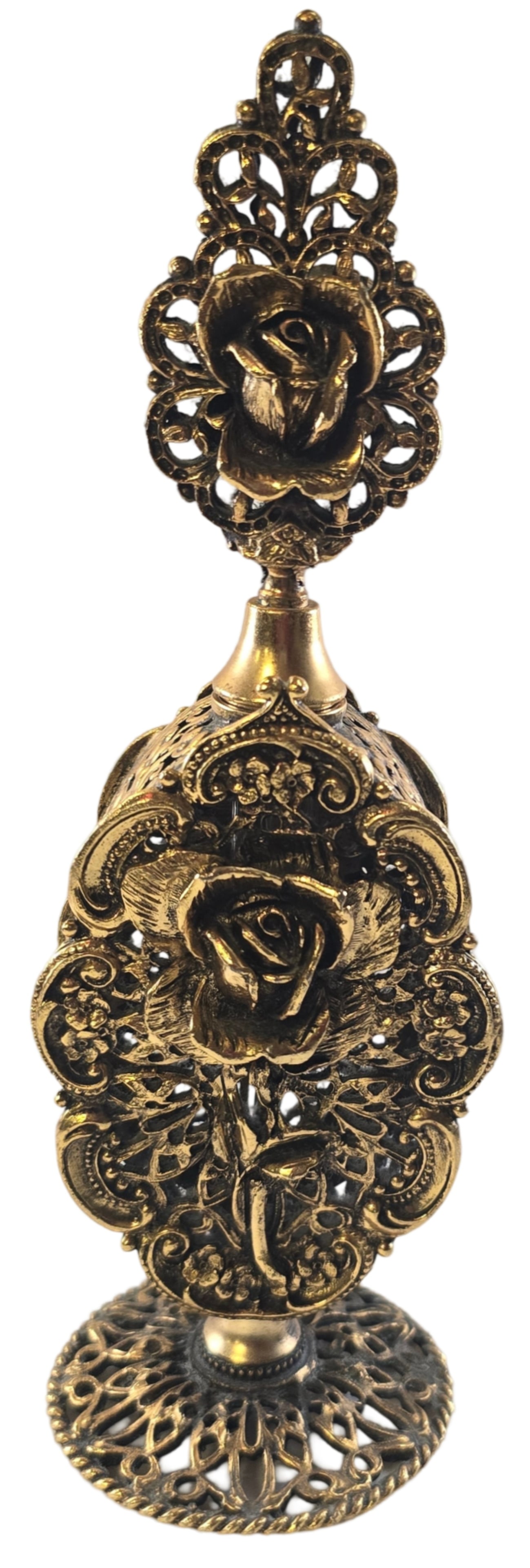 Ornate Vintage Gilt Ormolu & Glass Perfume Bottle (1 of 7)