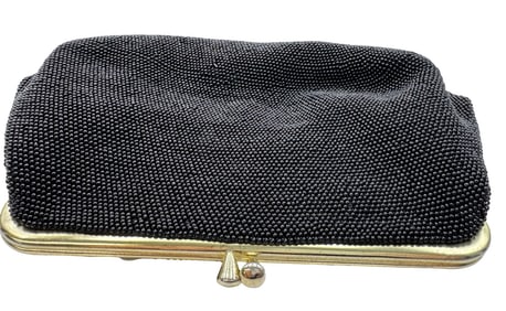 Vintage Black Beaded Evening Clutch