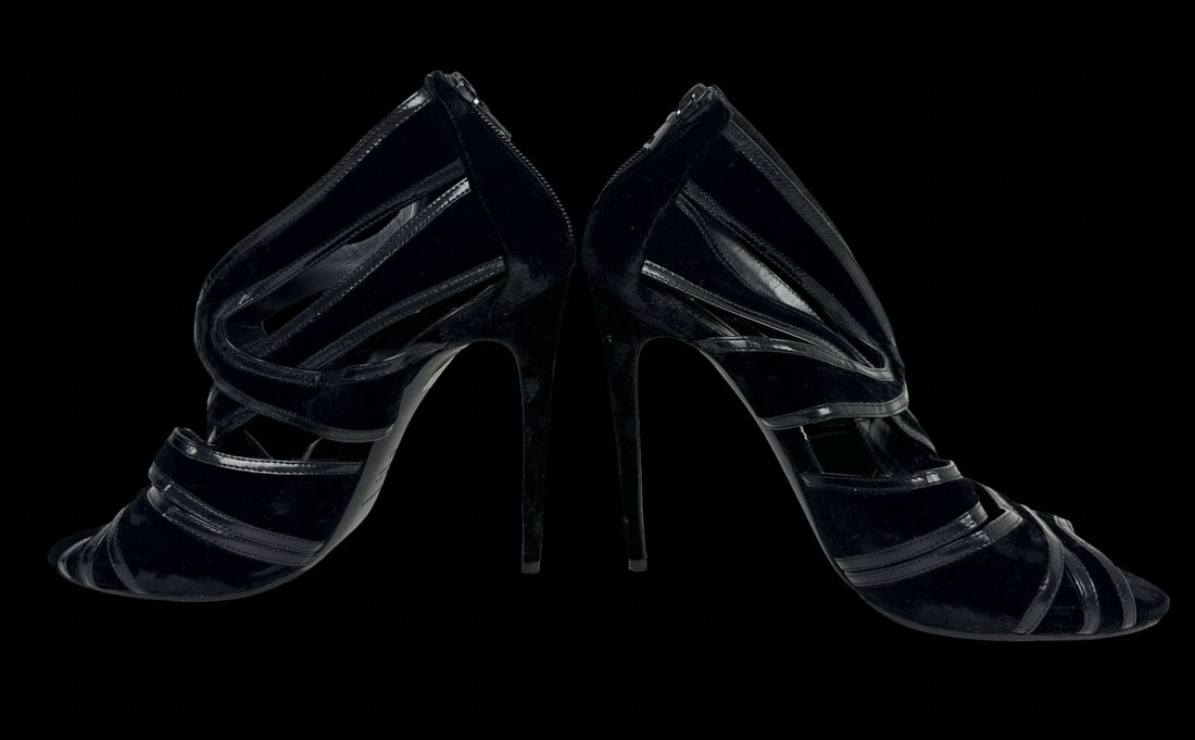 DOLCE GABBANA Heel Shoes Black Suede and Leather /w Zipper in the Back - Never Worn (1 of 8)