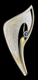 Vintage Sterling Silver /w Blue Gemstone Brooch