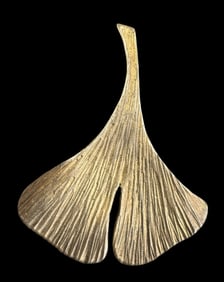 Vintage Gilt 935 Silver Gingko Leaf Brooch