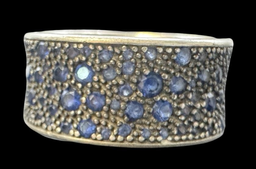 Vintage Sterling Silver Cluster Ring /w Blue Gemstones (1 of 4)