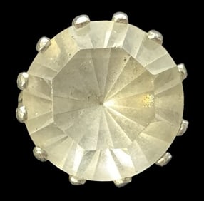 Vintage Mid-Century Modern European 800 Silver & Clear Gemstone Ring