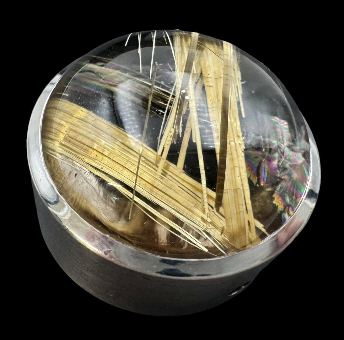 Massive Vintage Sterling Silver & Rutile Quartz Pendant (1 of 4)