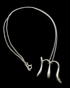 Vintage TIFFANY & CO Elsa Peretti Sterling Silver Necklace /w Pendant Charm