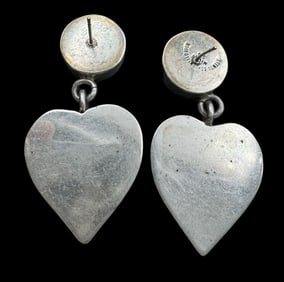 Rare Vintage 1990s BRENDA SCHOENFELD Mexico Sterling Silver Designer Heart Earrings