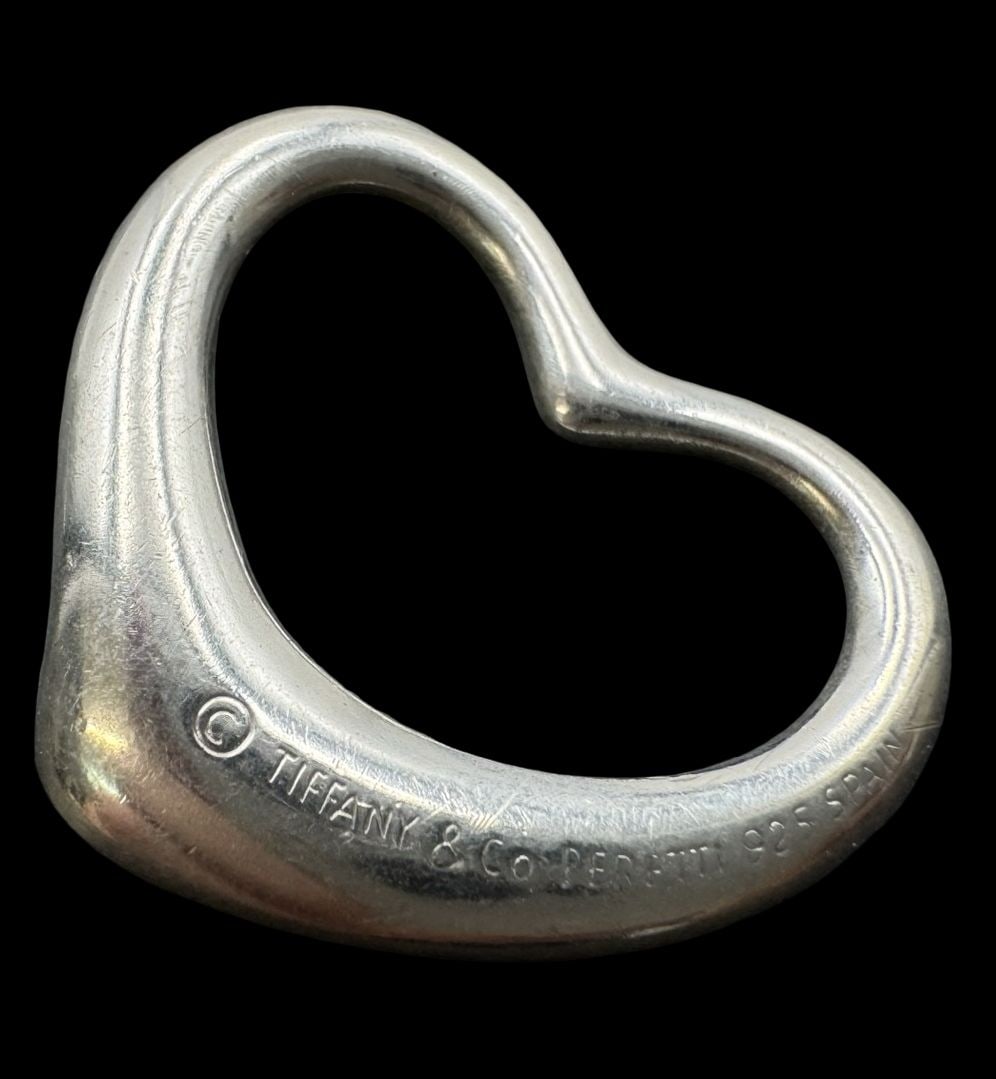 Vintage TIFFANY & CO Sterling Silver Elsa Peretti Open Heart Pendant Charm (1 of 2)