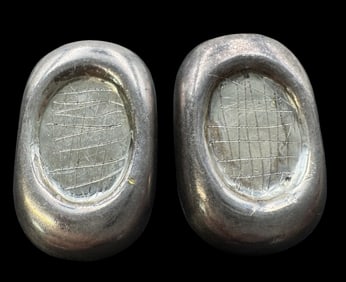 Vintage Mid-Century Modern Brutalist T.J. Mexico Sterling Silver Designer Earrings