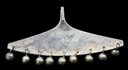 Rare Vintage Mid-Century Modern Brutalist HANS HANSEN Denmark No. 366 Sterling Silver Pendant