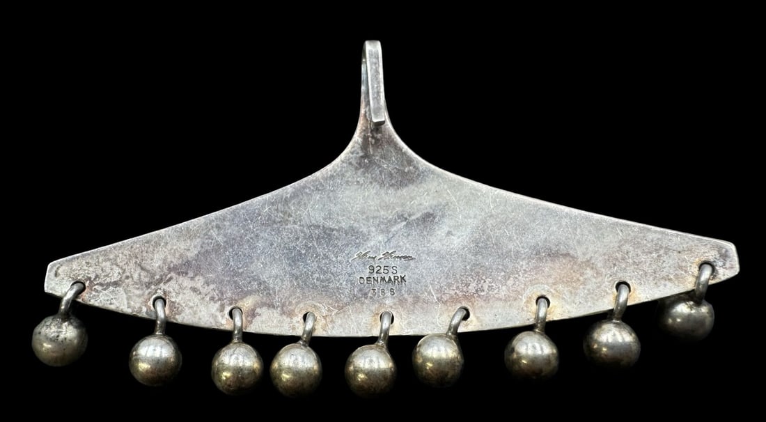 Rare Vintage Mid-Century Modern Brutalist HANS HANSEN Denmark No. 366 Sterling Silver Pendant (1 of 2)