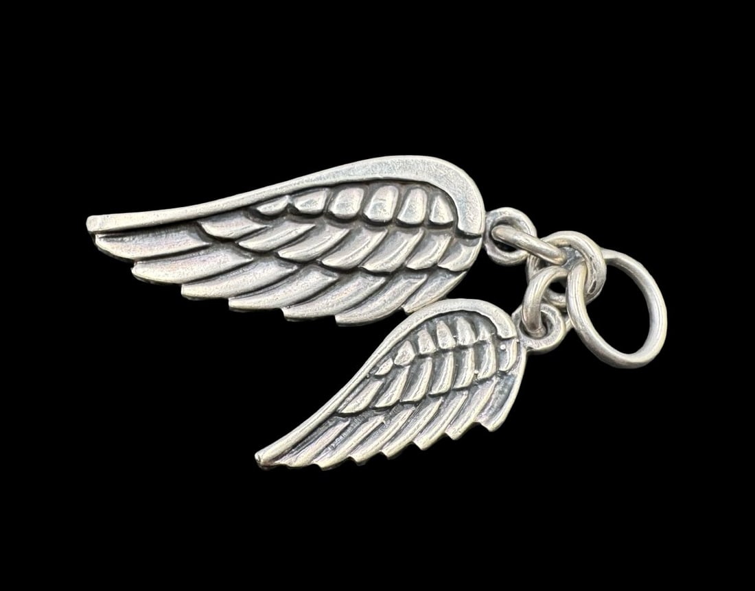 Modern KING BABY Sterling Silver Two Wing's Pendant Charm (1 of 4)