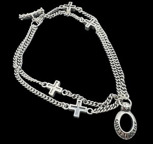 Modern QUEEN BABY Sterling Silver Bracelet /w Cross Pendant