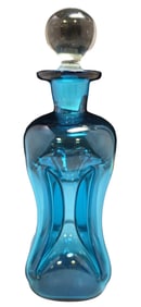 Vintage HOLMEGAARD Denmark Teal Blue Glass Kluk Kluk Bottle Decanter