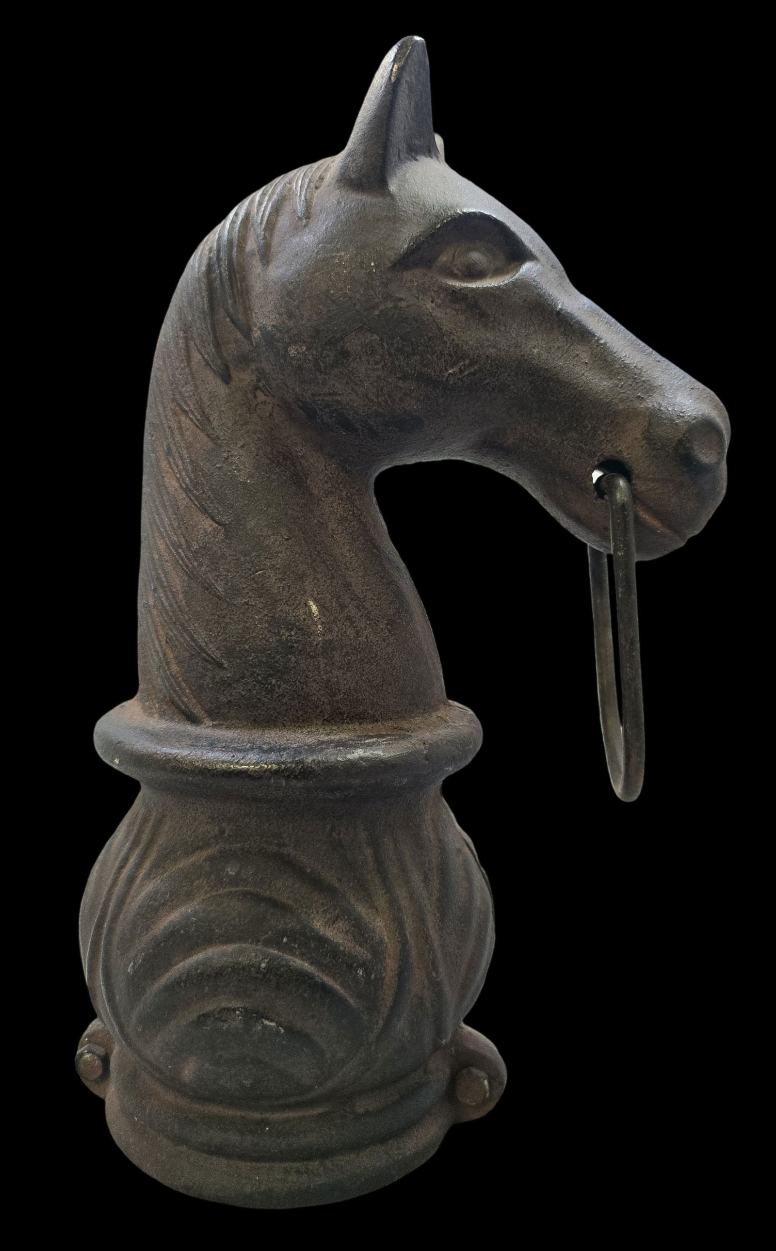 Rare Cast Iron Horse Head Hitching Post Top /w Ring (1 of 8)