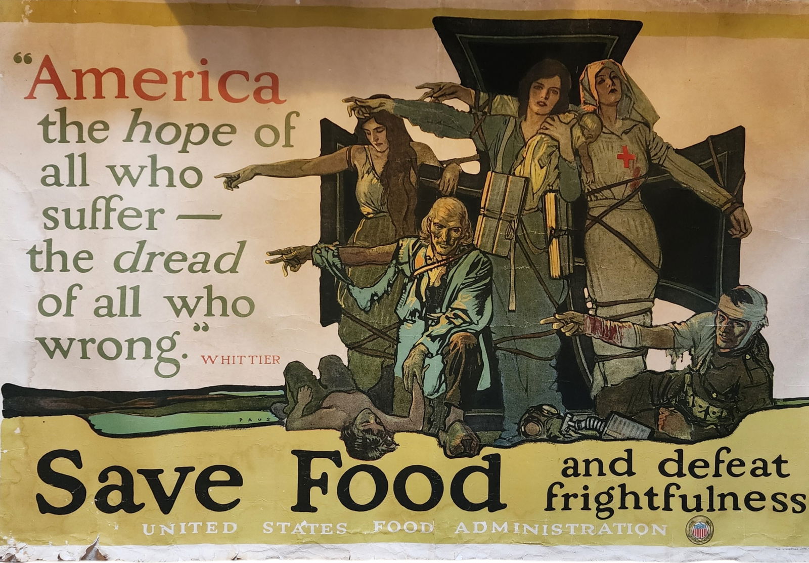 Rare & Large Antique WWI US Patriotic War Bond Poster (1 of 1)
