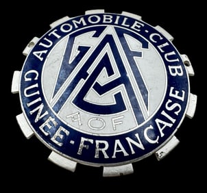 Vintage Silver Metal & Enamel Automobil Club Guinnee Francaise Car Plaque