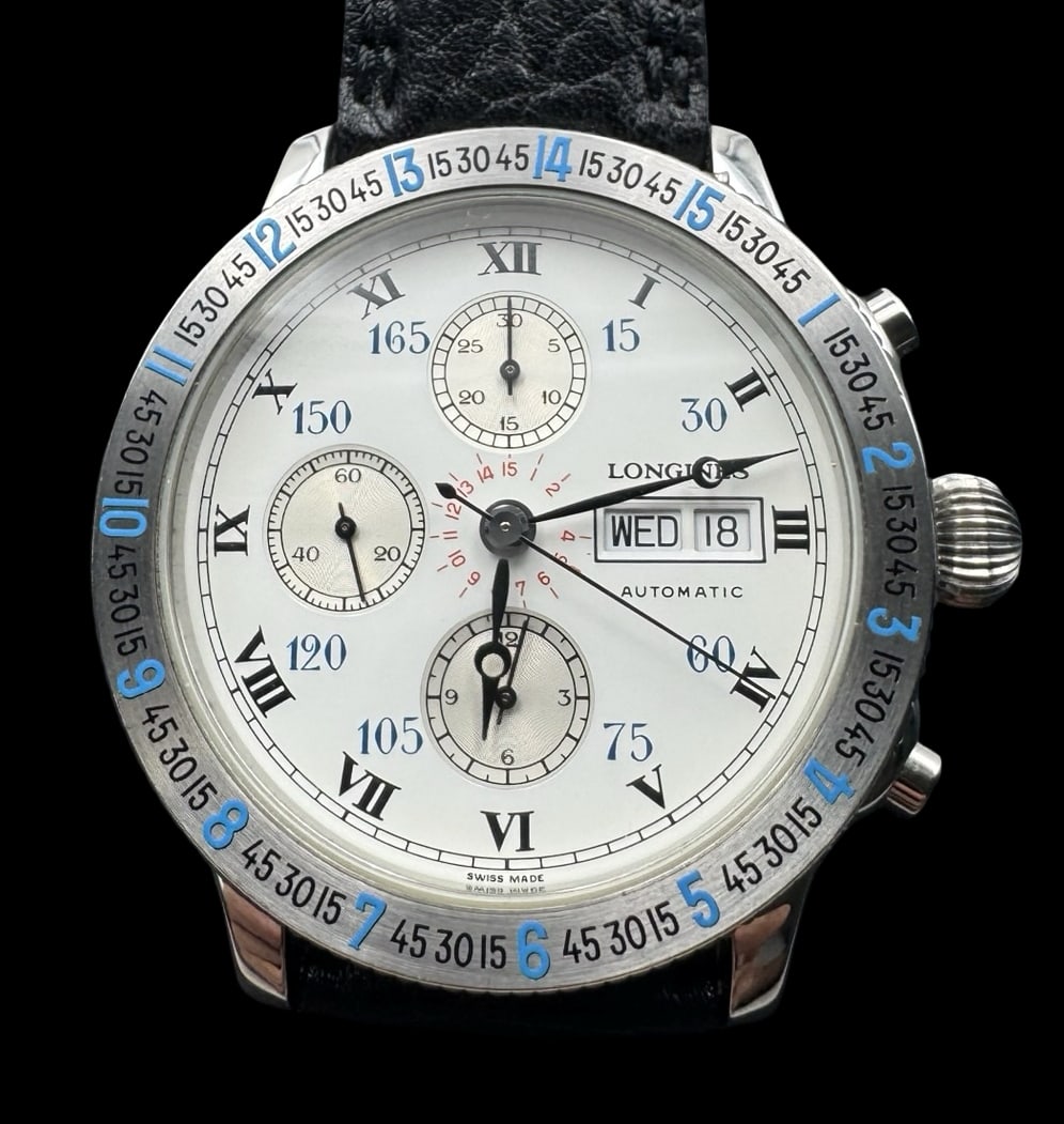 Vintage LONGINES Lindbergh Hour Angle Watch Stainless Steel Men's Automatic Chronograph L2.602.4 (1 of 5)