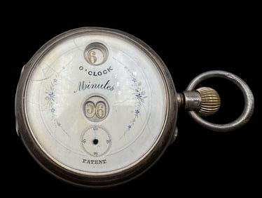 Rare Antique 1900s Sterling Silver Pocket Watch /w Digital Display