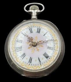 Antique Ca. 1900s European 800 Silver Pocket Watch