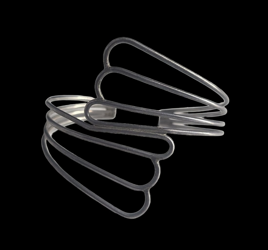 Unusual Vintage Sterling Silver Angel Wing Adjustable Cuff Bracelet (1 of 4)