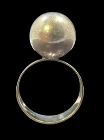 Vintage Mid-Century Modern European 800 Silver Ball Ring