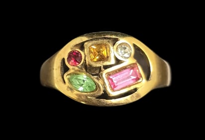 Vintage Gilt Sterling Silver & Gemstone Ring
