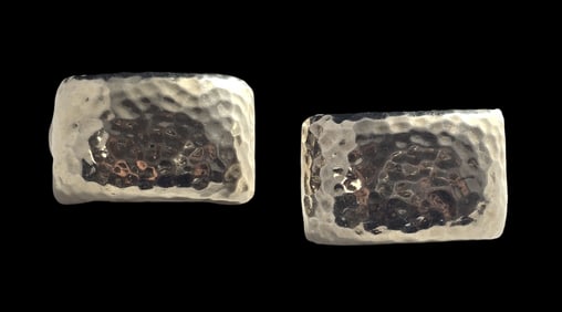 Vintage Hand Hammered Gilt Sterling Silver Electroform Designer Earrings